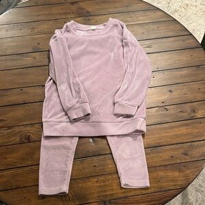 Cozy Lavender Velour Kids Two-Piece Lounge Set